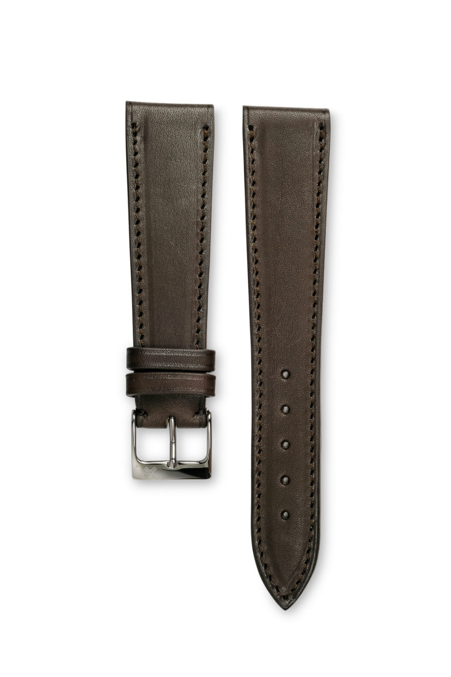 Smooth Classic Barenia chocolate brown leather watch strap - tone on tone stitching - LUGS brand