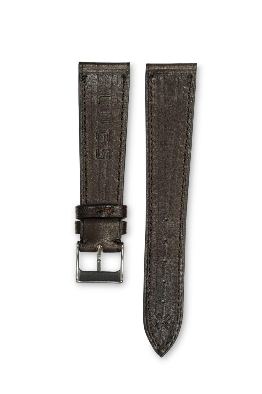 Smooth Classic chocolate brown leather watch strap - tone on tone stitching - LUGS brand