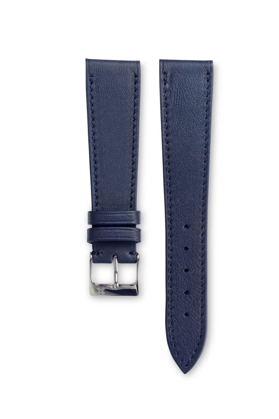 Smooth Classic Navy Blue leather watch strap - tone on tone stitching - LUGS brand