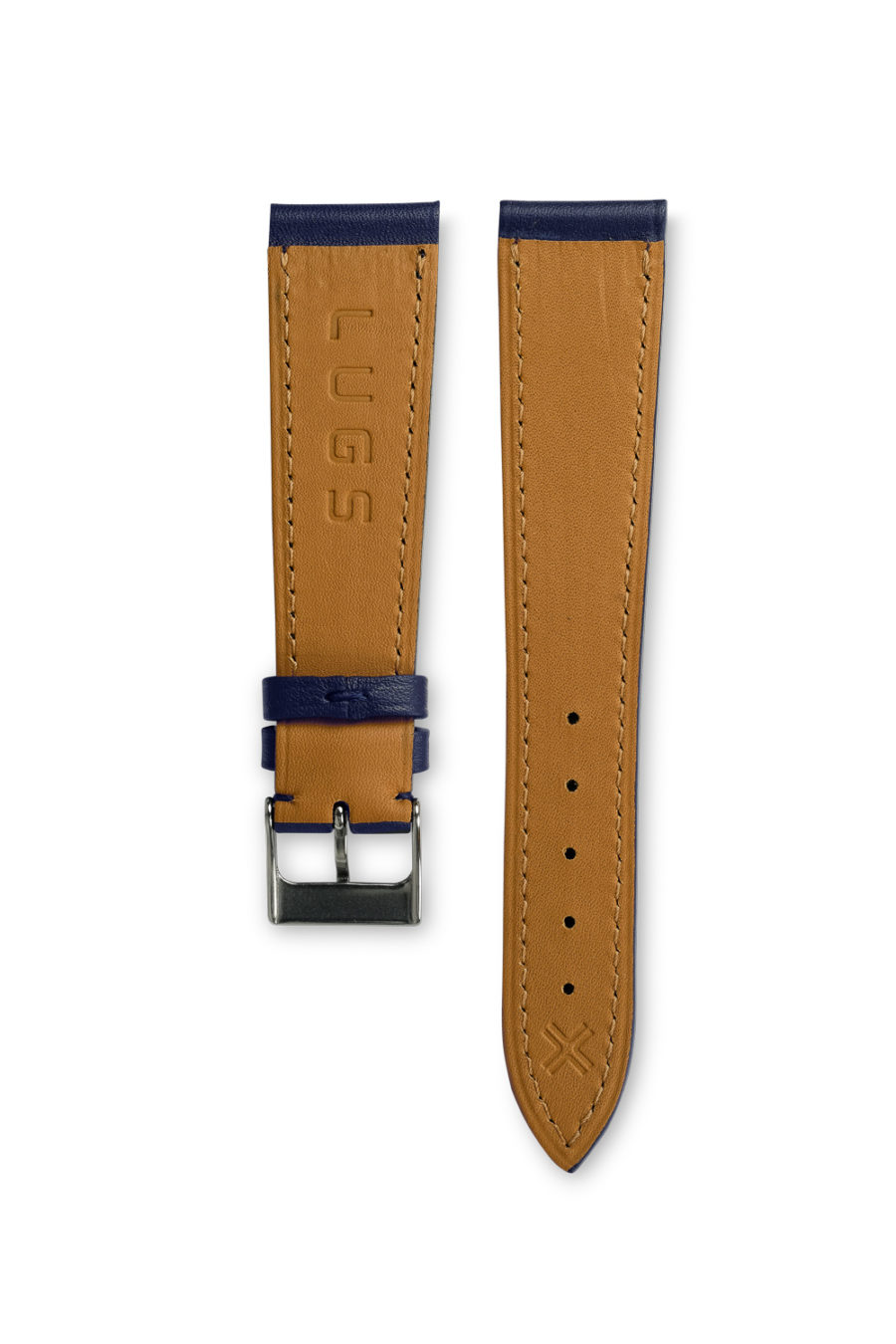 Smooth Classic Navy Blue leather watch strap - tone on tone stitching - LUGS brand