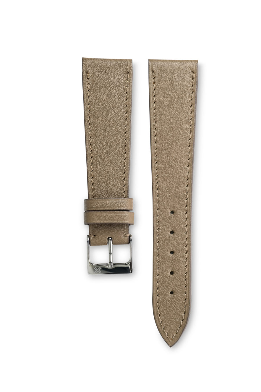 Smooth Classic taupe beige leather watch strap - tone on tone stitching - LUGS brand