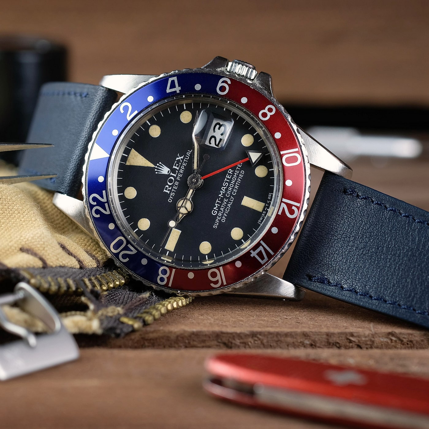 gmt pepsi leather strap