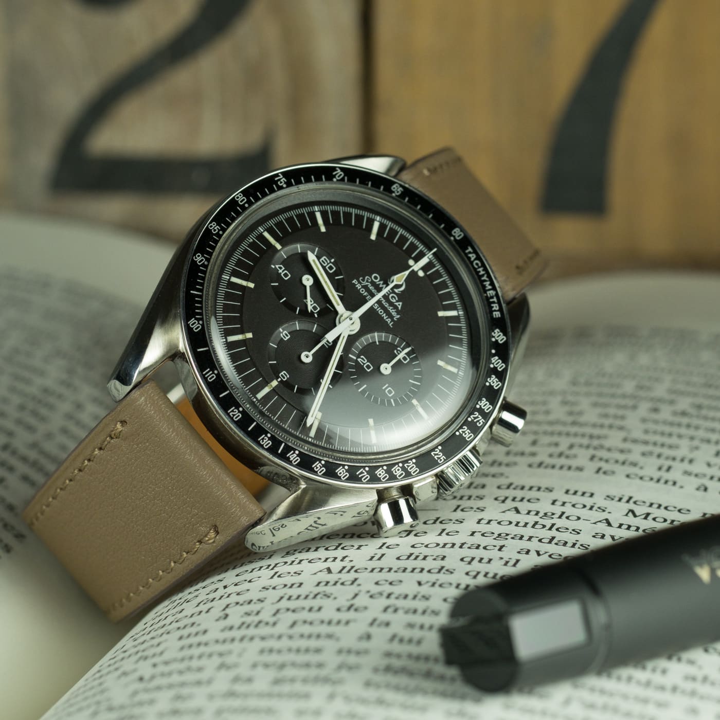 taupe leather watch strap